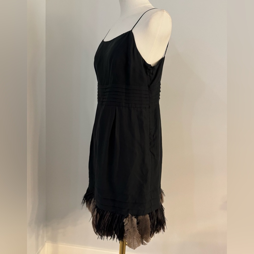 Juicy Couture Black Silk Feather Trim Mini Dress - Picture 4 of 8